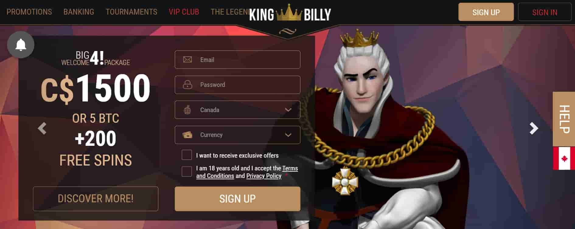 Online Casino in Canada king billy